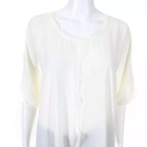 *HP* TAHARI Sheer Ivory Blouse Large NWT
